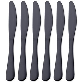 GoGeiLi Matte Black Dinner Knife, Stainless Steel Satin Finish 9.4-inch Dinner Table Knife Set, Service for 6, Dishwasher Safe