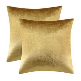 GIGIZAZA Gold Cushion Covers 55cm x 55cm Velvet Decorative Square Throw Pillowcases for Living Room Sofa Bedroom 22x22 Inches 2 Pack