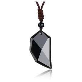 MANIFO Fathers Day Crystal Necklaces Healing Crystals Black Obsidian Gemstone Pendant Necklaces for Men Gifts