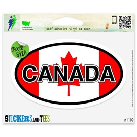 Canada Flag Oval Vinyl Car Bumper Window Sticker 5" x 3"
