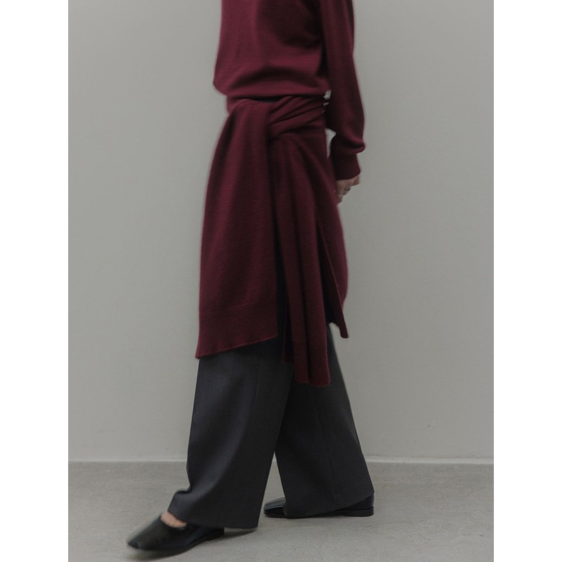 Memoa Memoire Claire Raccoon Merino Wool Shawl Muffler (Burgundy)