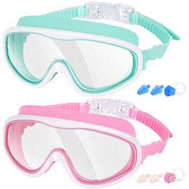 Braylin Kids Swim Goggles, 2-Pack Swimming Goggles for Kids, Child, Teens, Youth From 3-15, Wide View