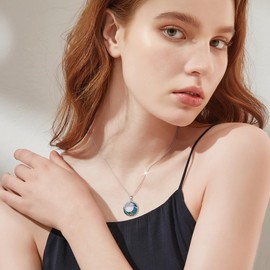 PROESS Moon Wave Necklace for Women Sterling Silver Beach Necklace Ocean Jewelry Gifts