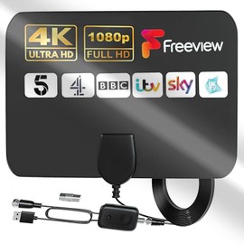 MEgegulo TV signal amplifier Aerial Indoor-Amplified Indoor TV Aerial with Booster 250+ Long Range Reception for Freeview TV Support 4K 1080P HDTV