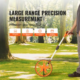 Happybuy Tumopu Feet Measuring Wheel, 317.5mm dia, 1000-400mm telescopic. Measures 0-99999Ft, with back bag. Ideal for all roads, from lawn to wood.