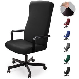 Office Chair Cover, Office Chair Cover, Swivel Chair Cover, Modern Chair Cover, Armchair Cover, Elastic Washable Chair Covers Set for Office Chair, Computer, Desk Chair (No Chair) (Black, L)