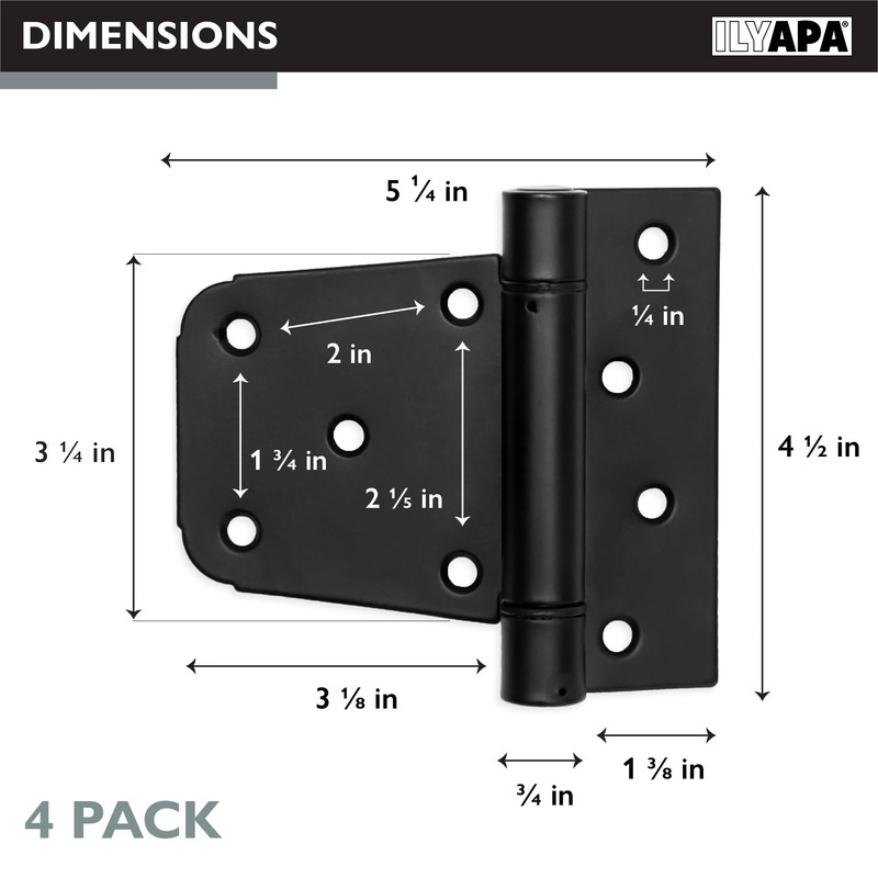 Ilyapa Heavy Duty Self Closing Shed Door Hinges, 4 Pack
