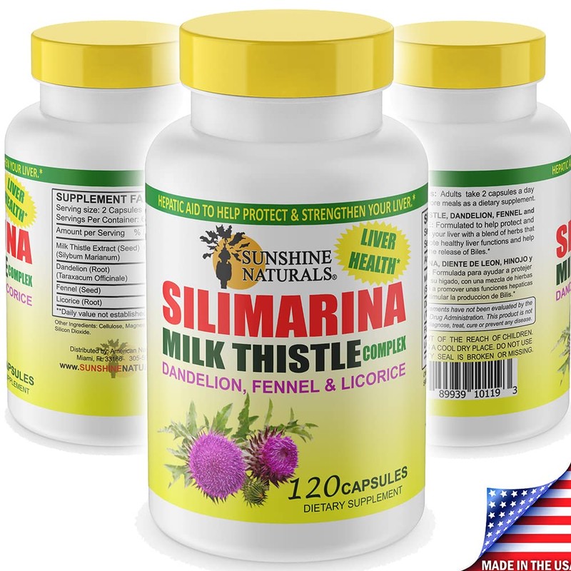 Sunshine Naturals Milk Thistle Complex. Liver Health Support, Detoxification, Antioxidant