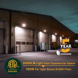 ACOHOOK 200W LED Wall Pack Lights, 100-277v Dusk to Dawn with Photocell, 30000Lm 5000K Daylight IP65 Waterproof Outdoor Exterior Lighting, Energy Saving, ETL | 5-Year Warranty(Height:20~30ft)-2Pack