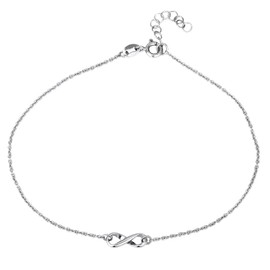 Vanbelle Sterling Silver Jewelry - Rhodium Plated 925 Stamp - Infinity Charm Anklet - Stylish Beautifully Designed for Women - 9" Long + 1" Extender
