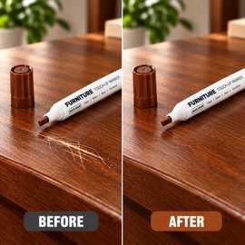 Furniture Touch Up Markers for Wood Scratch Repair – 12 Color Wood Grain Repair Pens for Furniture, Floors & Doors