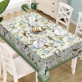 Mantel rectangular clásico con diseño de pájaros, 60 x 84 pulgadas | Mantel decorativo de estilo retro con flores elegantes para cenar de naturaleza b