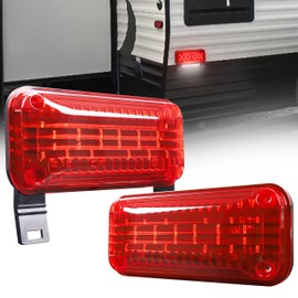 HOYUZA RV Tail Lights,RV Camper Lights Red Brake Turn Light White License Plate Light with Reflex Surface Mount Black Base Red Cover for Boat Trailer Truck RV