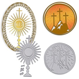 Easter Religion Sun Cross Cutting Dies for Card Making, Mountain Crucifix Die Cuts Easter Background Embossing Stencil Template Tool for DIY Scrapbooking Paper Card and Photo Album Craft Decoration