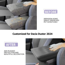 LUWU Compatible with Dacia Duster 3 2024 2025 (Models with Armrests) Centre Console Armrests Leather Car Protection Cover Interior Accessories Dacia Duster 3 Accessories (Thin)
