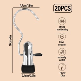 20 PCS Laundry Pegs Hook Boot Hanging Hold Clips Portable Hanging Clothes Pins Hooks Home Travel Hangers Multifunctional Single Clothing Hanger Holder Heavy Duty Organizer Pants Shoes Towel Clip