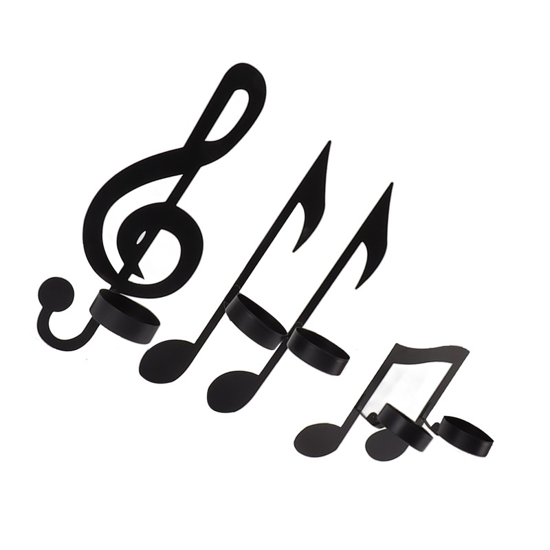 4Pcs Unique Iron Black Music Note Wall Sconce Candle Holder
