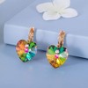Austrian Crystal Heart Drop Leverback Earrings for Women 14K Rose