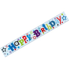 Happy Birthday Blue And Red Star Holographic Recyclable Birthday Party Banner Garland Decoration