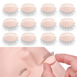 6 pares de párpados reemplazables (2 cajas), párpados de repuesto de pestañas MAIZOA, utilizados para el entrenamiento de pestañas y la práctica de extensiones de pestañas de maquillaje (color claro)