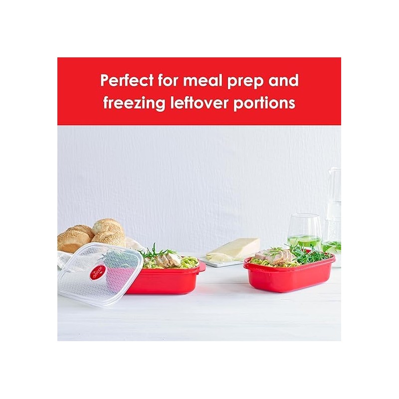 Decor Microsafe Oblong Storage Containe, Pack of 3 Pieces, 900ml