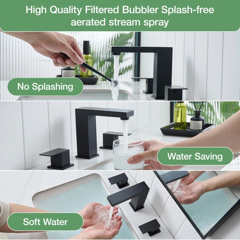 Modern Three-Hole Dual Handle Widespread 8" Bathroom FaucetColor: 1429-44N-SS-US, Surface