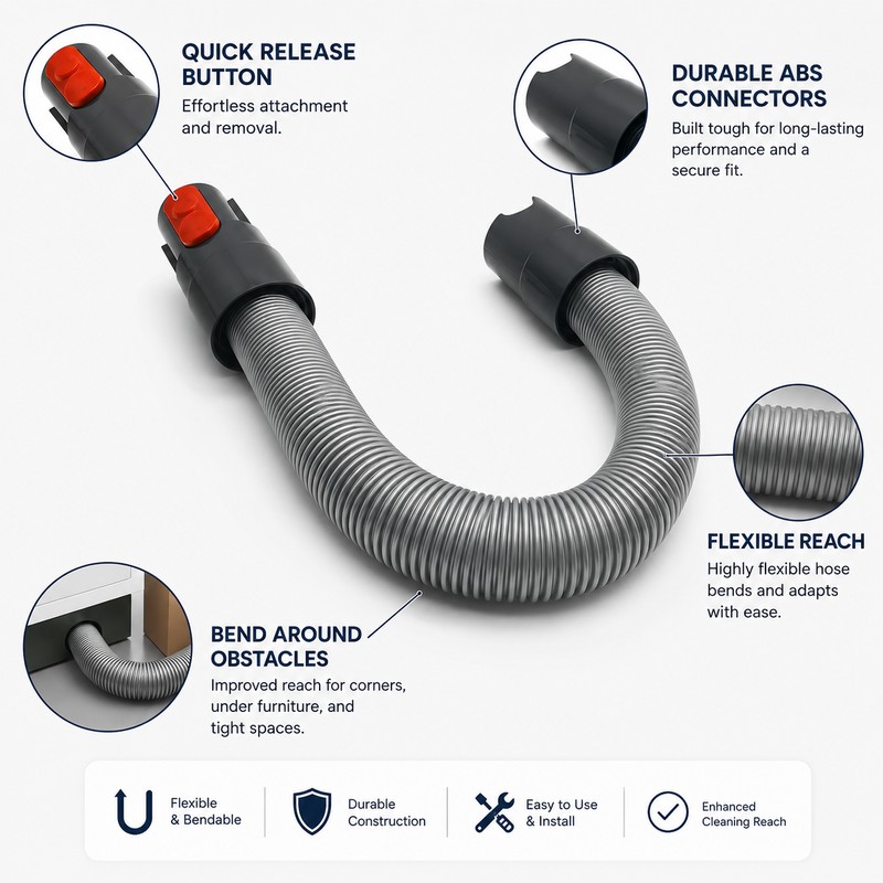 Flexible Vacuum Extension Pipe for Dyson V7–V15 – Telescopic ABS