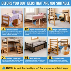 UPVONT Heavy-Duty College Dorm Bed Risers with 0.16" Reinforced Base-17.42 LB, Adjustable Heights (6", 9", 12"), Fits Wooden Bed Legs 1.5" to 3", Thicker Steel Dorm Bed Leg Risers for Extra Stability