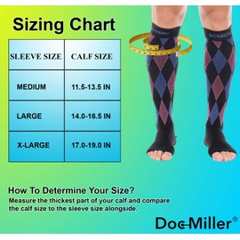 Doc Miller Calcetines de Compresión de Punta Abierta (1 par) 30-40 mmHg Medias de Compresión Para Ejercicio, Recuperación, Dolores, Varices, Mangas para Pantorrillas (Negro Azul Rosa, Grande)
