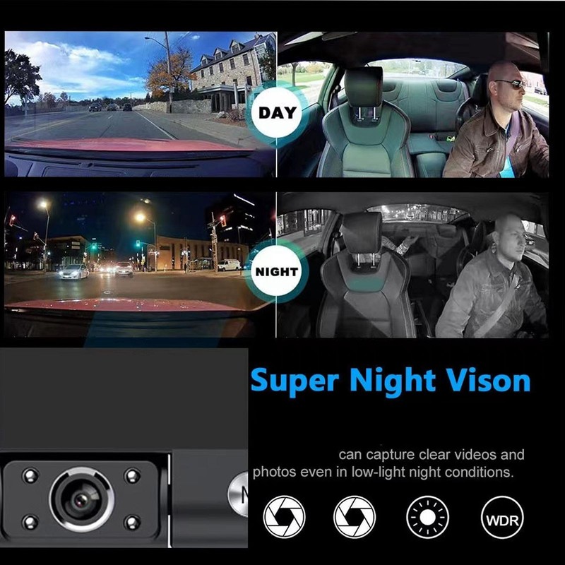 Dash Camera Front Inside Rear Remote WiFi Monitoring GPS Track