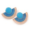 Light Blue Enamel Half Moon Egyptian Style Stud Earrings/Gold Tone/
