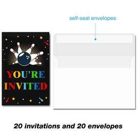 Bowling Birthday Invitations Let's Strike Up Some Fun Bowling Invites with Envelopes Set of 20 Birthday Party Invitations