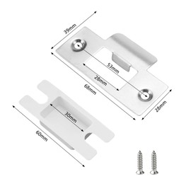 Yuiturt 10 PCS Door Strike Plate, Stainless Steel Door Latch Plates with Dust Boxs and Matching Screws, Adjustable Strike Plate Deadbolt Door Lock Indoor Frame Lock Plate for Wooden Doors 68x39 mm
