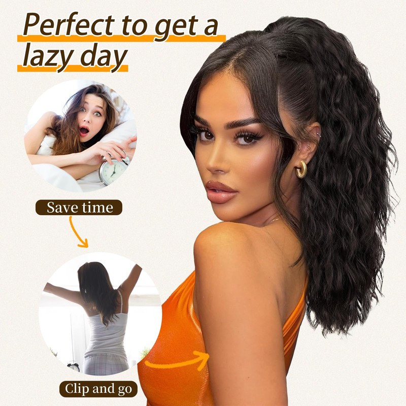 ORSUNCER 18" Ponytail Extension Claw Clip in Hair Extensions Curly