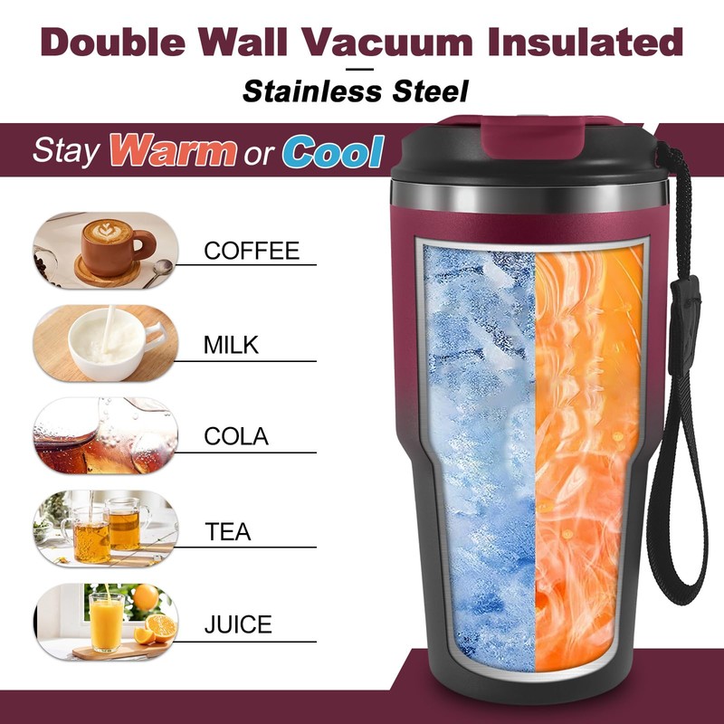 Tazza Termica 600ml 20oz, Termos Caffè con Doble Pared Reutilizable,