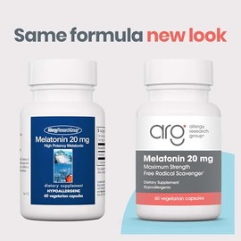 Allergy Research Group Melatonina - Proporciona 20 mg de melatonina - Máxima fuerza - Apoya patrones de sueño saludables y absorción optimizada - 60 p