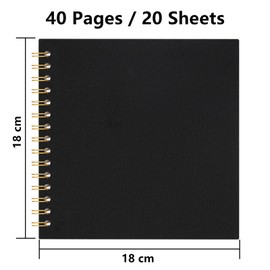 Hiwhy DIY Photo Album 18 x 18 cm Scrapbook Photo Book with 40 White Pages, Memory Book for Wedding, Birthday, Anniversary, Baby, Black