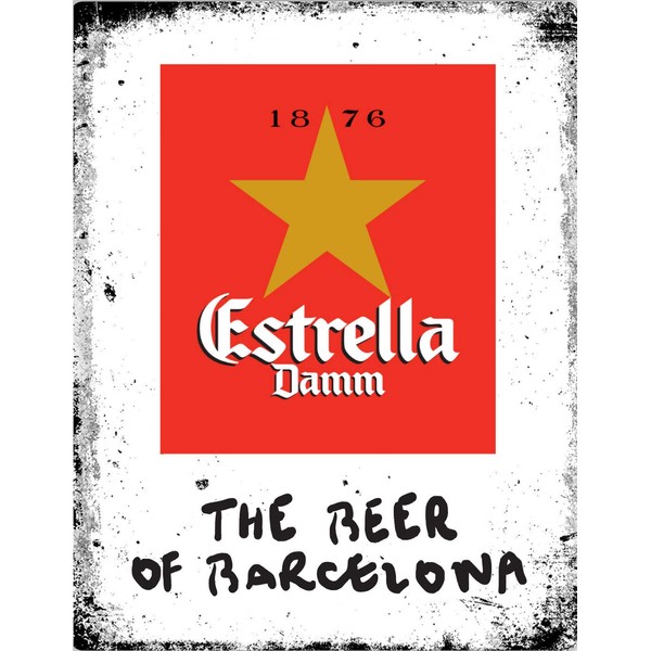 Lewistons-Of-London Estrella Damm Beer Lager Spain Barcelona inspired Vintage Retro Man Cave Bar Pub Shed Novelty Gift Tin Wall Décor Metal Sign