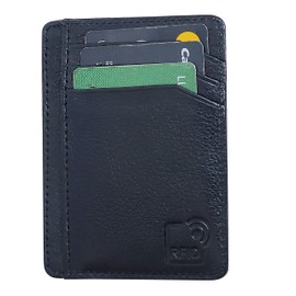 DIODORO Real Leather Men Super Slim Credit Card Holder Wallet Lightweight Design, Full RFID Blocking - Holds up to 7 Cards and Bank Notes - Ideal for Travel