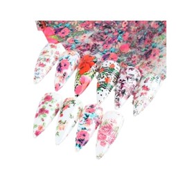 Generic Bow Daisy Love Bowknot Flower Rose Nail Foil Transfer Sticker 10Pcs 20X4Cm Xk2109 Nail Wraps Stickers Manicure Supplies for Women Nails Full Long Lasting Easy Apply and Remove