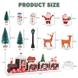 Epokus Pack of 16 Mini Figures Christmas, Mini Christmas Tree Christmas Train Snowman Santa Claus, Artificial Christmas Tree Decoration, Miniature Ornaments Christmas Figures for Table Decoration, DIY
