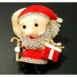 Betsey Johnson Christmas ELF Santa TOY Maker Rhinestone Betsey Johnson Necklace Pendant Brooch