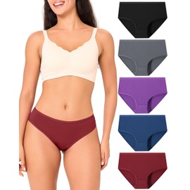 BAMBOO COOL Women's Cool Bikini Briefs for Women Panties Stretchy Soft Breathable Underwear 5-pack