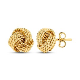 LeCalla 925 Sterling Silver Love-Knot Stud Earrings Jewelry 14K Gold-Plated Italian Design Diamond-Cut Twisted Wire Love Knot Earring for Women - 10mm