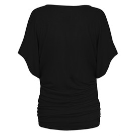 Hybrid & Company Womens Boat Neck Dolman Top Shirt KT44130X BLACK 2X