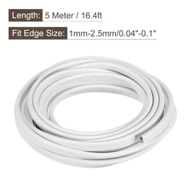 uxcell U Channel Edge Trim, 16.4ft Length Rubber Guard Seal Strip Edge Protector Fit for 1-2.5mm Edge, (15/64" W x 25/64" H) White