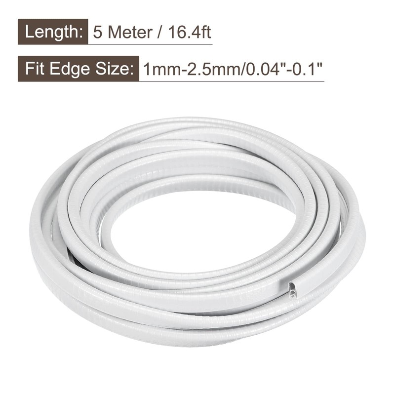 uxcell U Channel Edge Trim, 16.4ft Length Rubber Guard Seal
