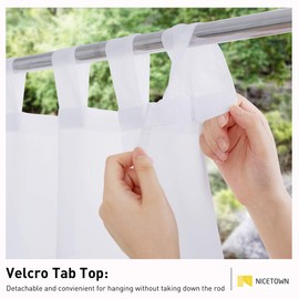 NICETOWN 2 Panels 120" Extra Long White Sheer Outdoor Curtains for Patio Waterproof, Self Sticky Tab Top Voile Sheer Drapes Airy & Breathable, Cabana/Arbor, W54 x L120, White