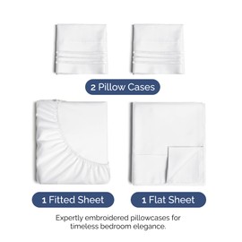 Queen Size 4 Piece Sheet Set - Extra Soft, Breathable & Cooling Sheets - Hotel Luxury Durable Bed Sheets for Women & Men - Deep Pockets, Easy-Fit & Wrinkle-Free Sheets - Bright White Oeko-Tex Sheets