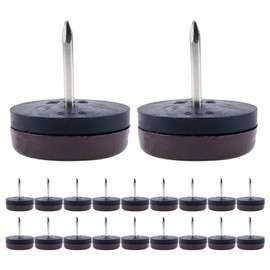 Antrader Thickened Furniture Glide,1-inch Nail On Cushioned Furniture Double Glide Pads for Wooden Furniture Legs Heavy Duty, Brown, Pack of 20